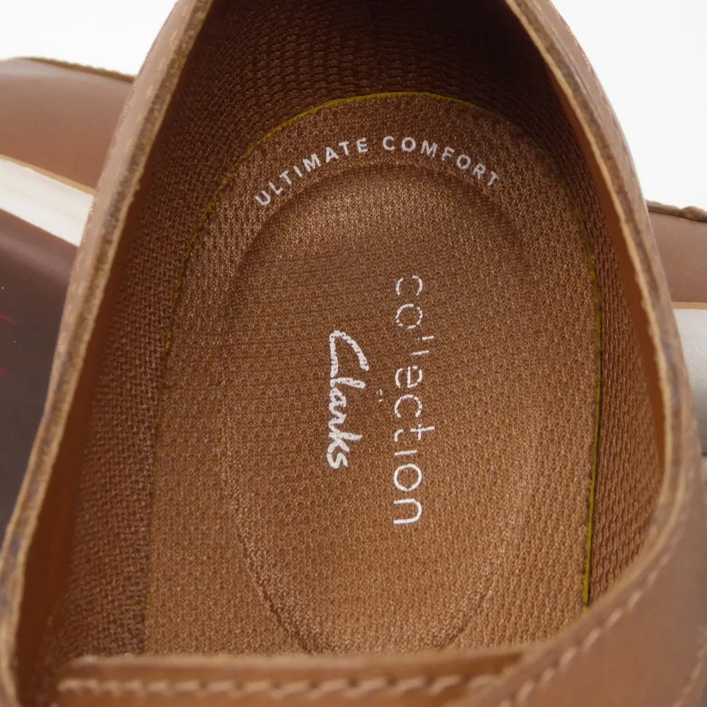 Clarks Mens Draper Cap Toe Oxford Shoes Tan Brown Leather Lace Up 13